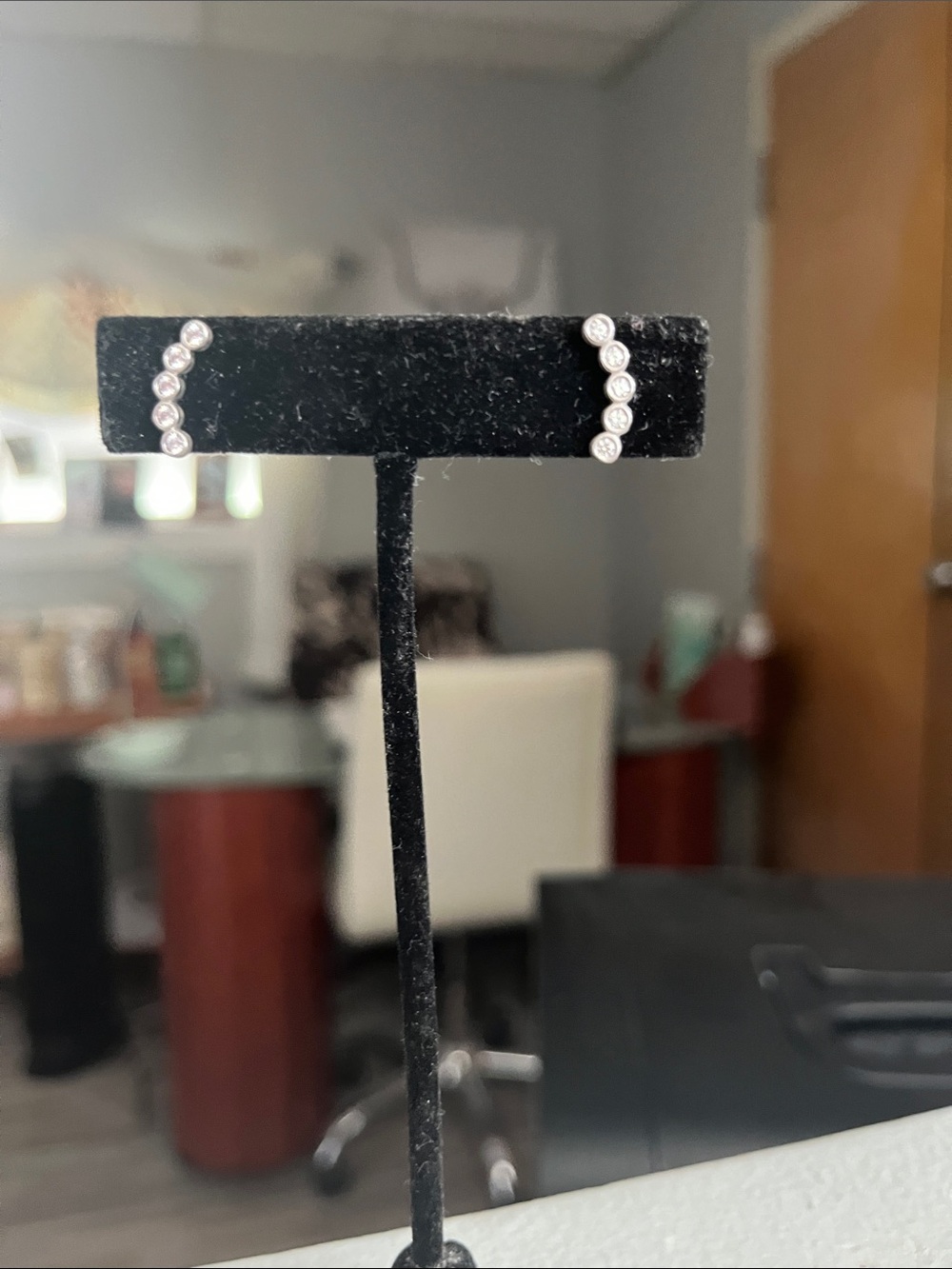 Touchstone Crystal Silver Crystal Curve Earrings